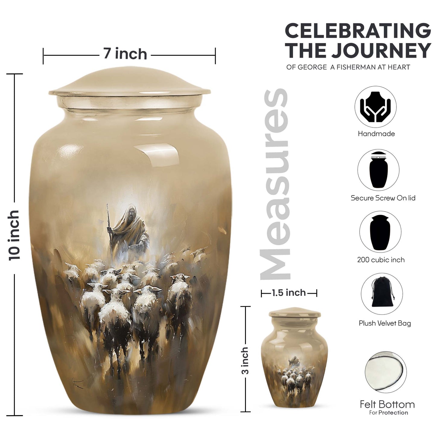  shepherd urn for mother's cremation ashes