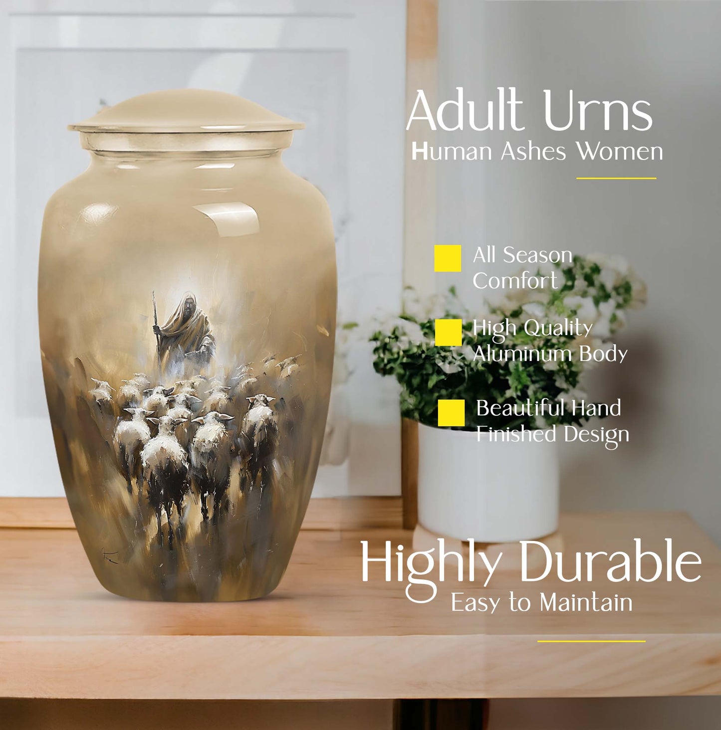 shepherd urn for mother's cremation ashes