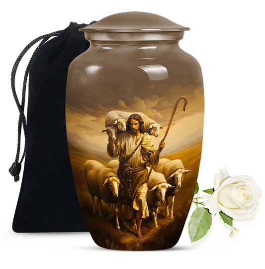 Shepherd large memorial urn made from aluminium.