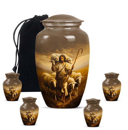 Shepherd large memorial urn made from aluminium.