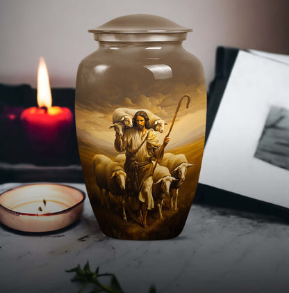Shepherd large memorial urn made from aluminium.