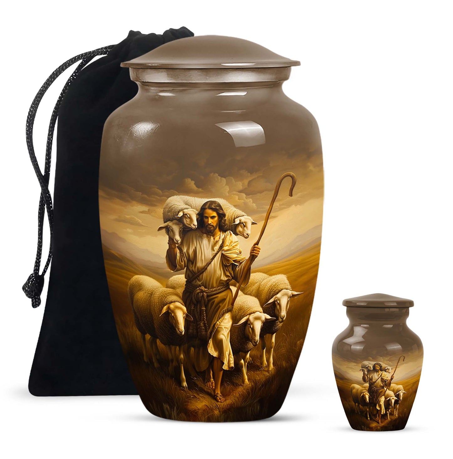 Shepherd large memorial urn made from aluminium.