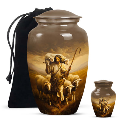 Shepherd large memorial urn made from aluminium.