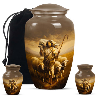 Shepherd large memorial urn made from aluminium.