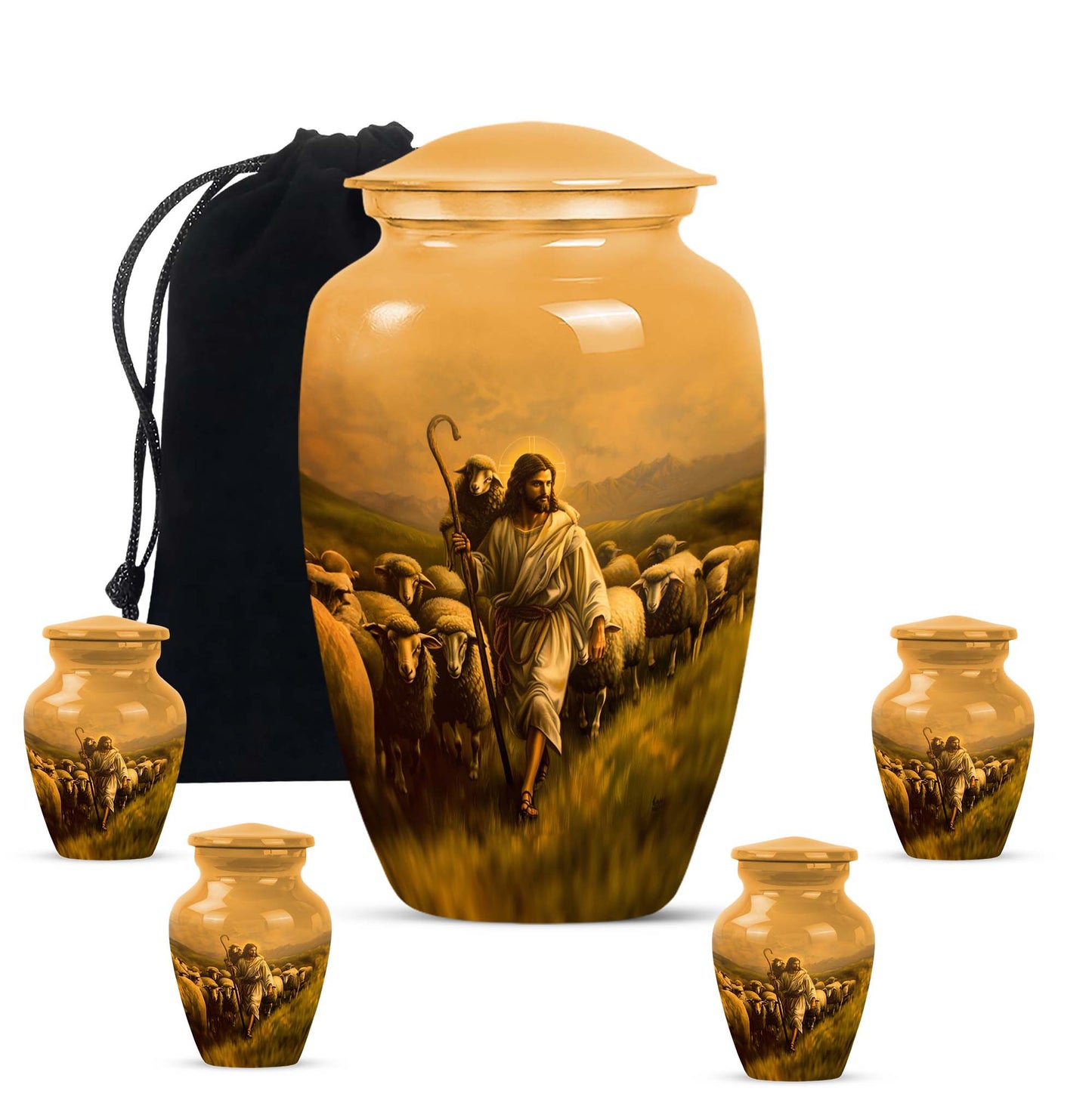 Classic Shepherd Urn, 10-inch memorial urn for ashes