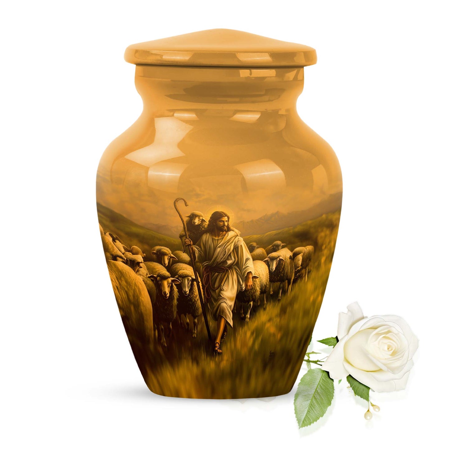Classic Shepherd Urn, 10-inch memorial urn for ashes