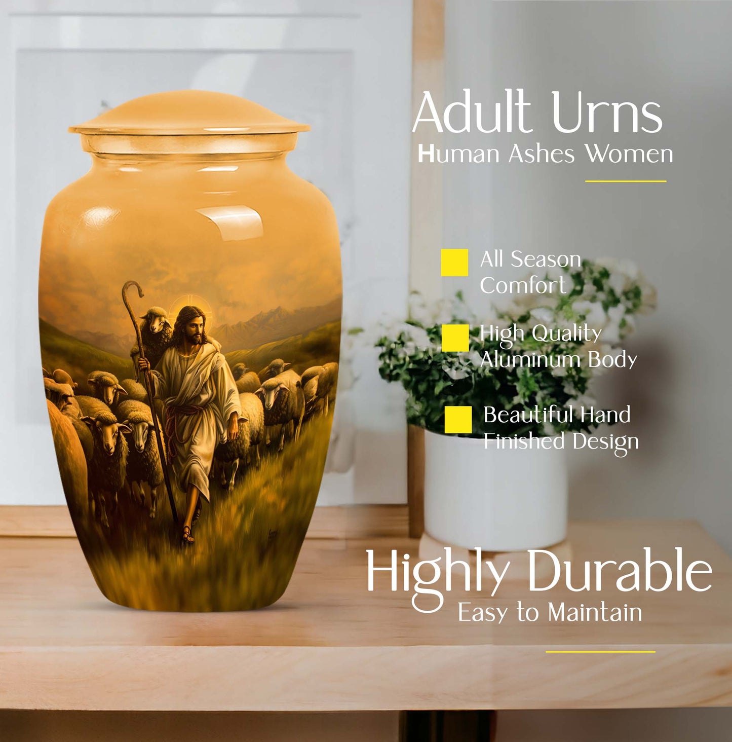 Classic Shepherd Urn, 10-inch memorial urn for ashes