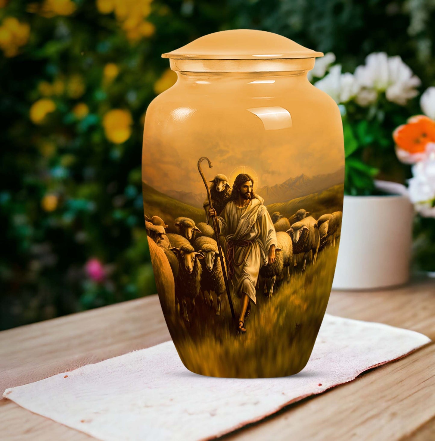 Classic Shepherd Urn, 10-inch memorial urn for ashes
