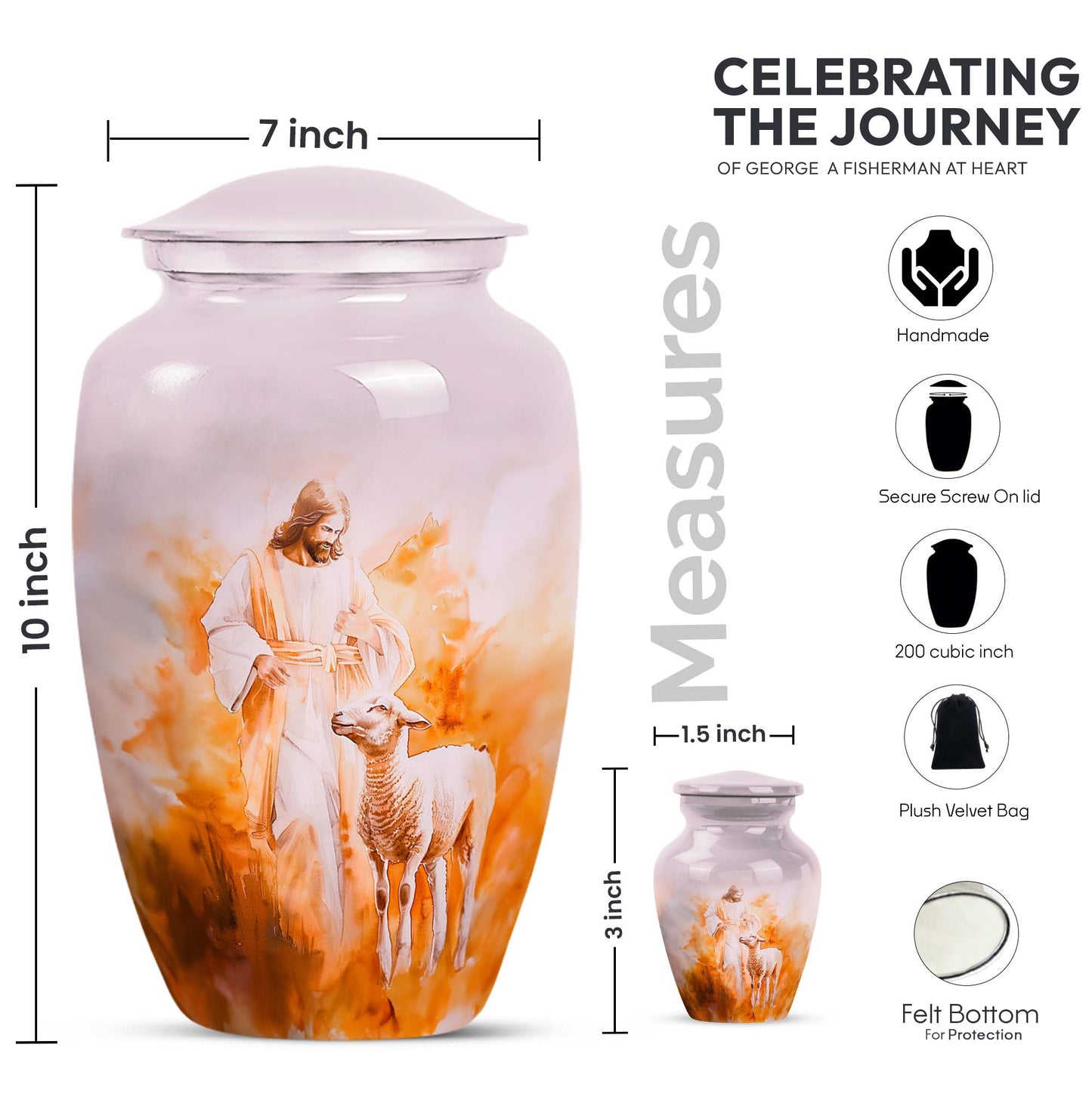 Classic 10-inch Shepherd Urn for ashes with engraving option