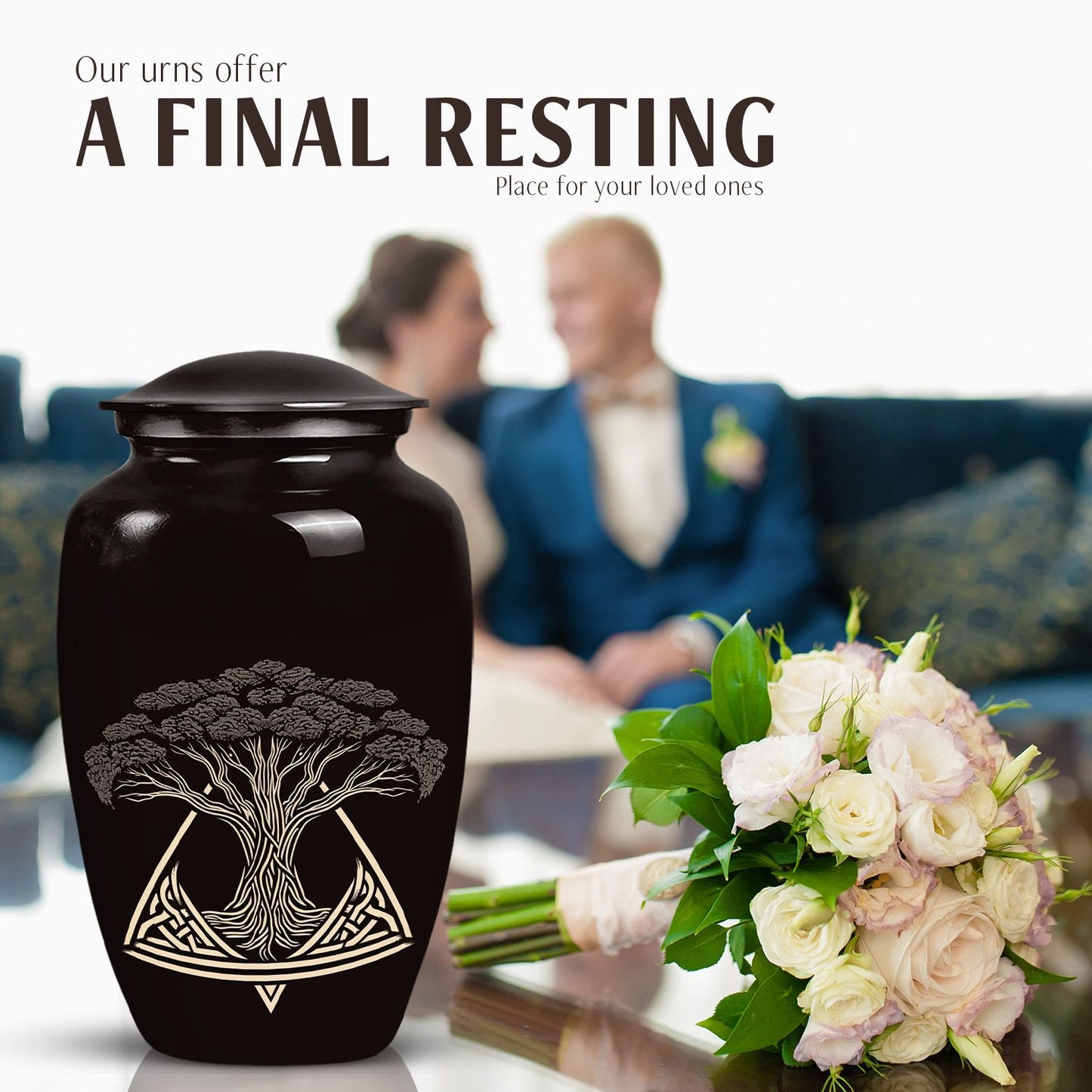 10-inch classic catholic cremation urn for human ashes, 