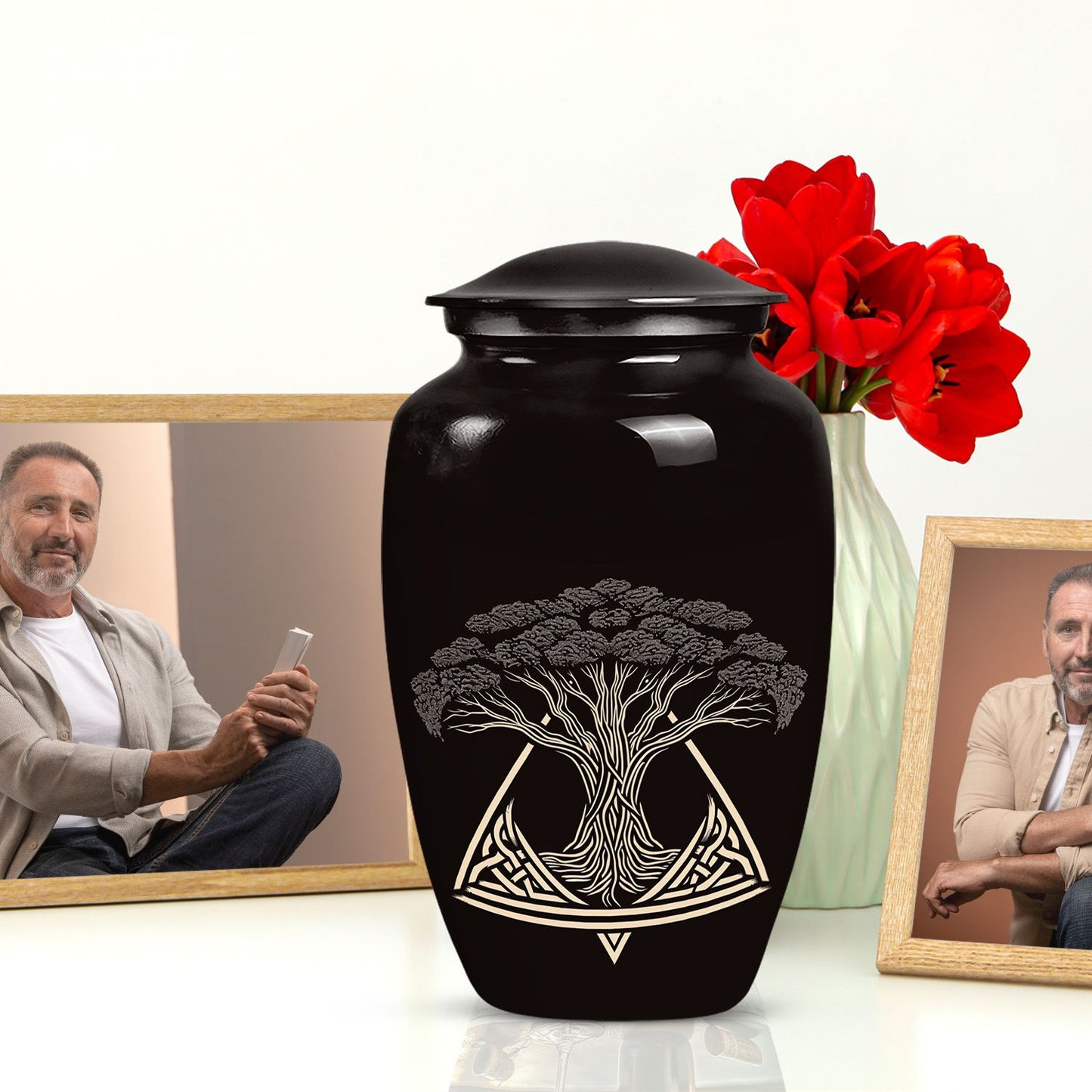 10-inch classic catholic cremation urn for human ashes, 