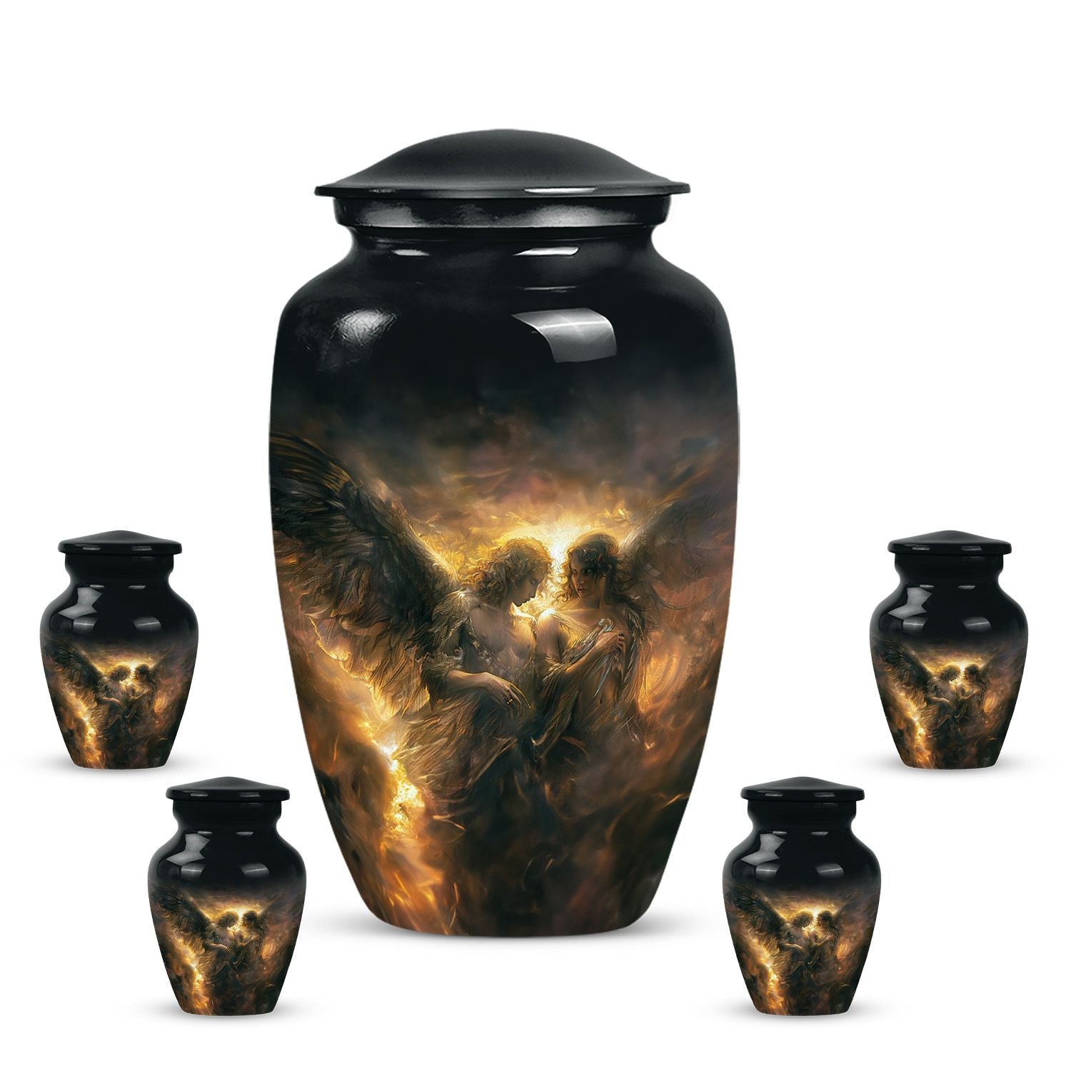 abstract-themed catholic urn for adult ashes