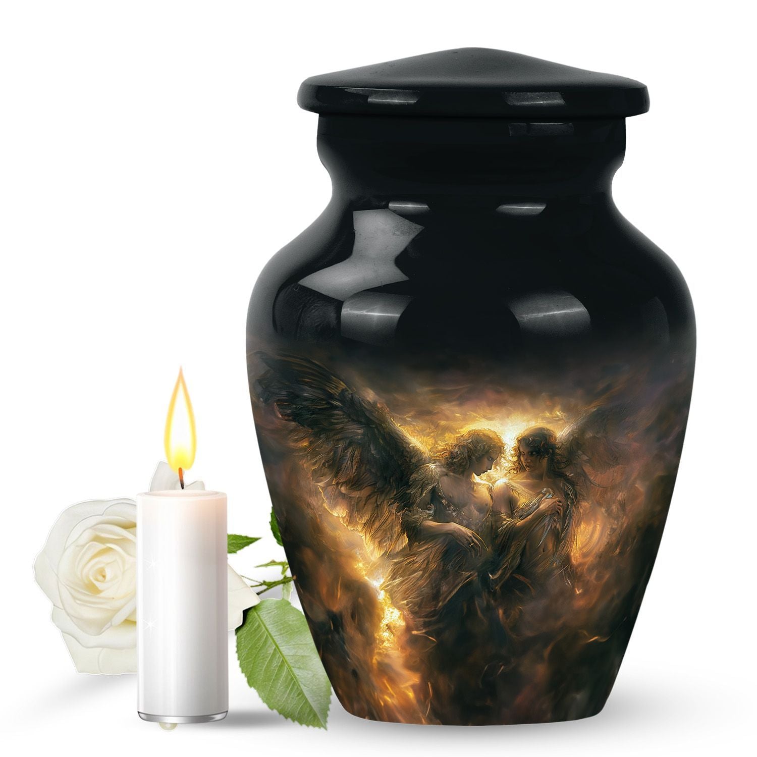 abstract-themed catholic urn for adult ashes