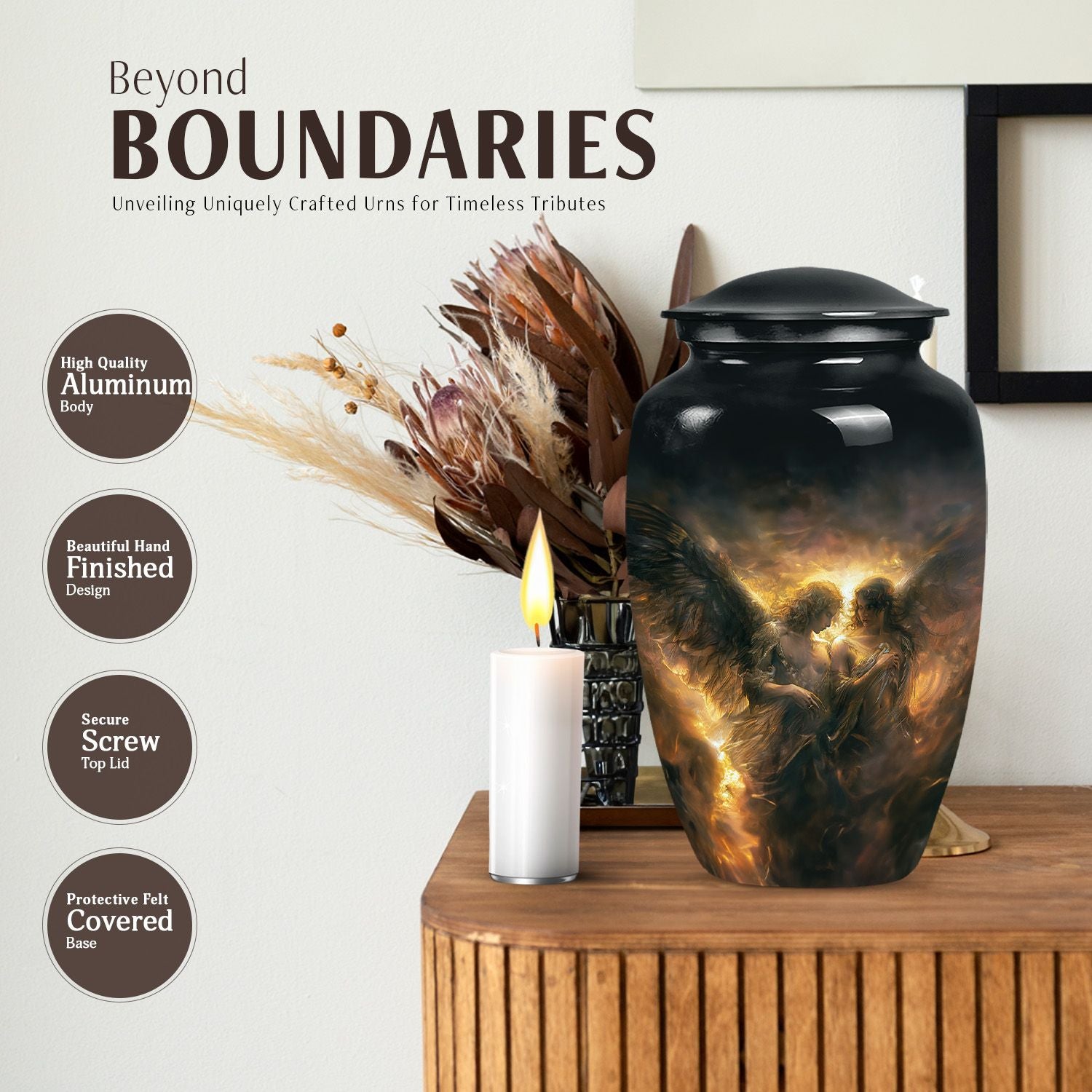 abstract-themed catholic urn for adult ashes