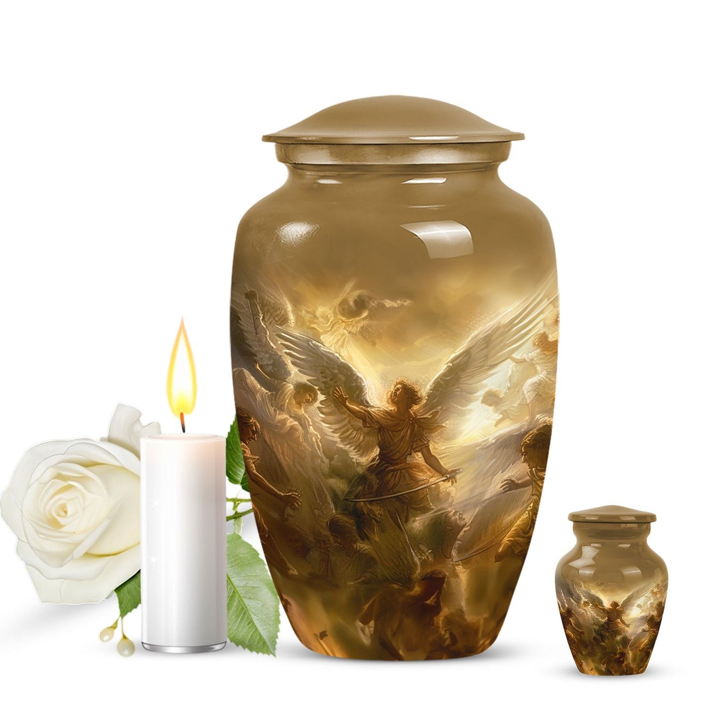 10-inch classic aluminium catholic urn.