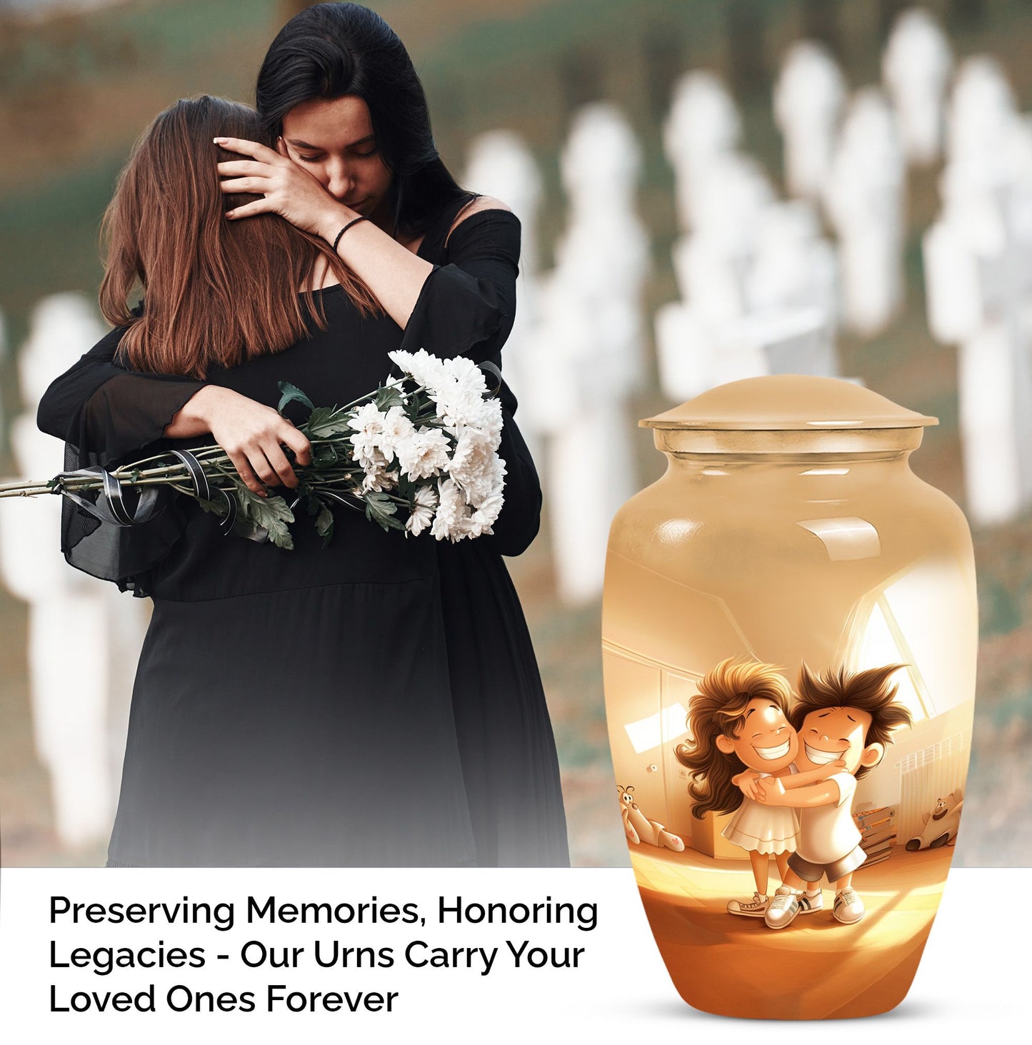 brother and sister urn for cremation ashes.