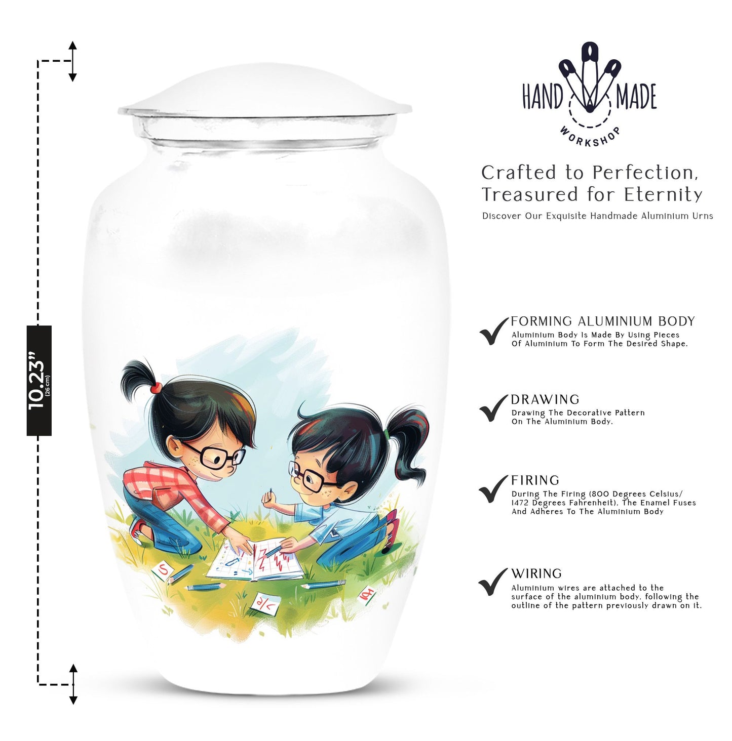 Classic 10-inch brother and sister memorial urn