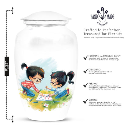 Classic 10-inch brother and sister memorial urn