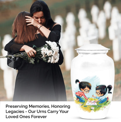 Classic 10-inch brother and sister memorial urn
