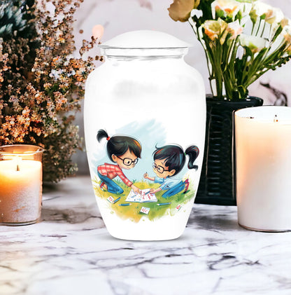 Classic 10-inch brother and sister memorial urn