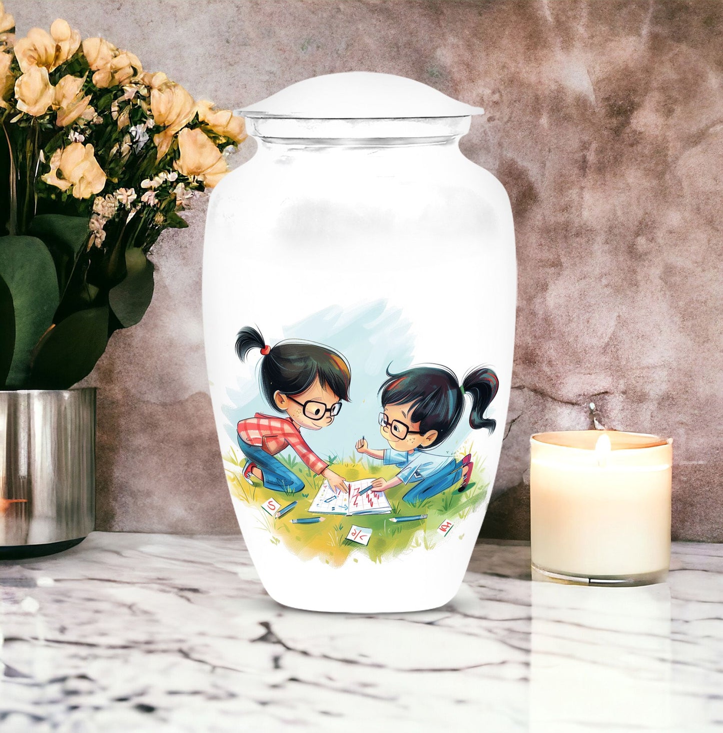 Classic 10-inch brother and sister memorial urn