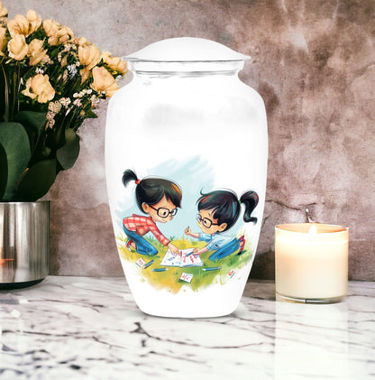 Classic 10-inch brother and sister memorial urn