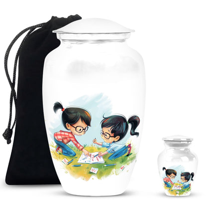 Classic 10-inch brother and sister memorial urn