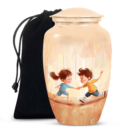 10-inch classic aluminium urn for brother and sister.