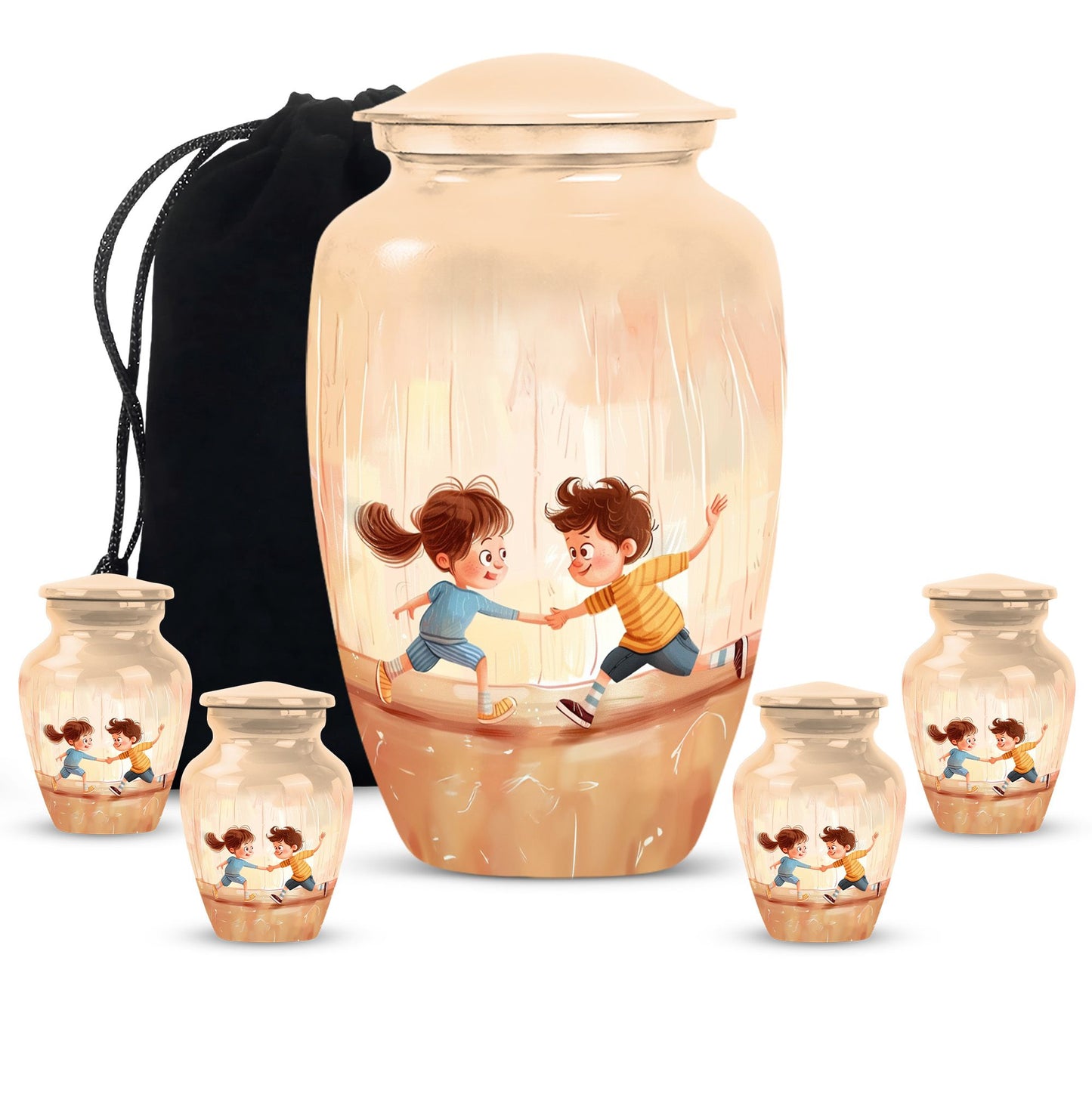 10-inch classic aluminium urn for brother and sister.