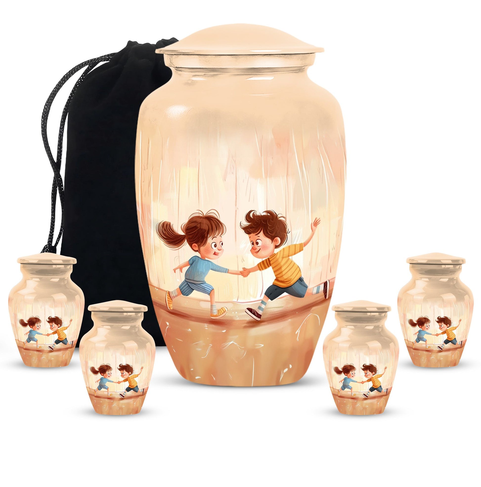 10-inch classic aluminium urn for brother and sister.
