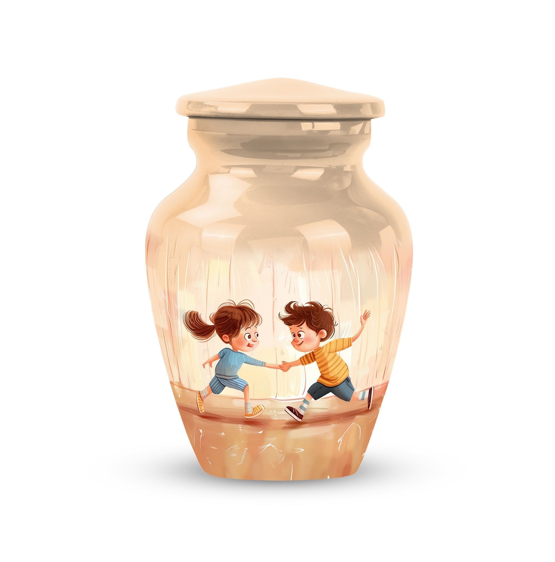 10-inch classic aluminium urn for brother and sister.
