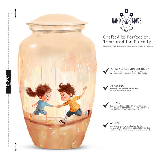 10-inch classic aluminium urn for brother and sister.
