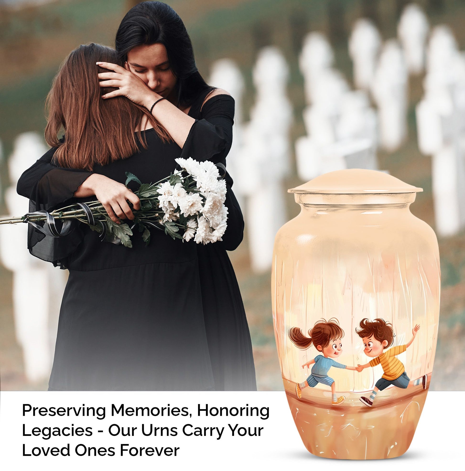 10-inch classic aluminium urn for brother and sister.