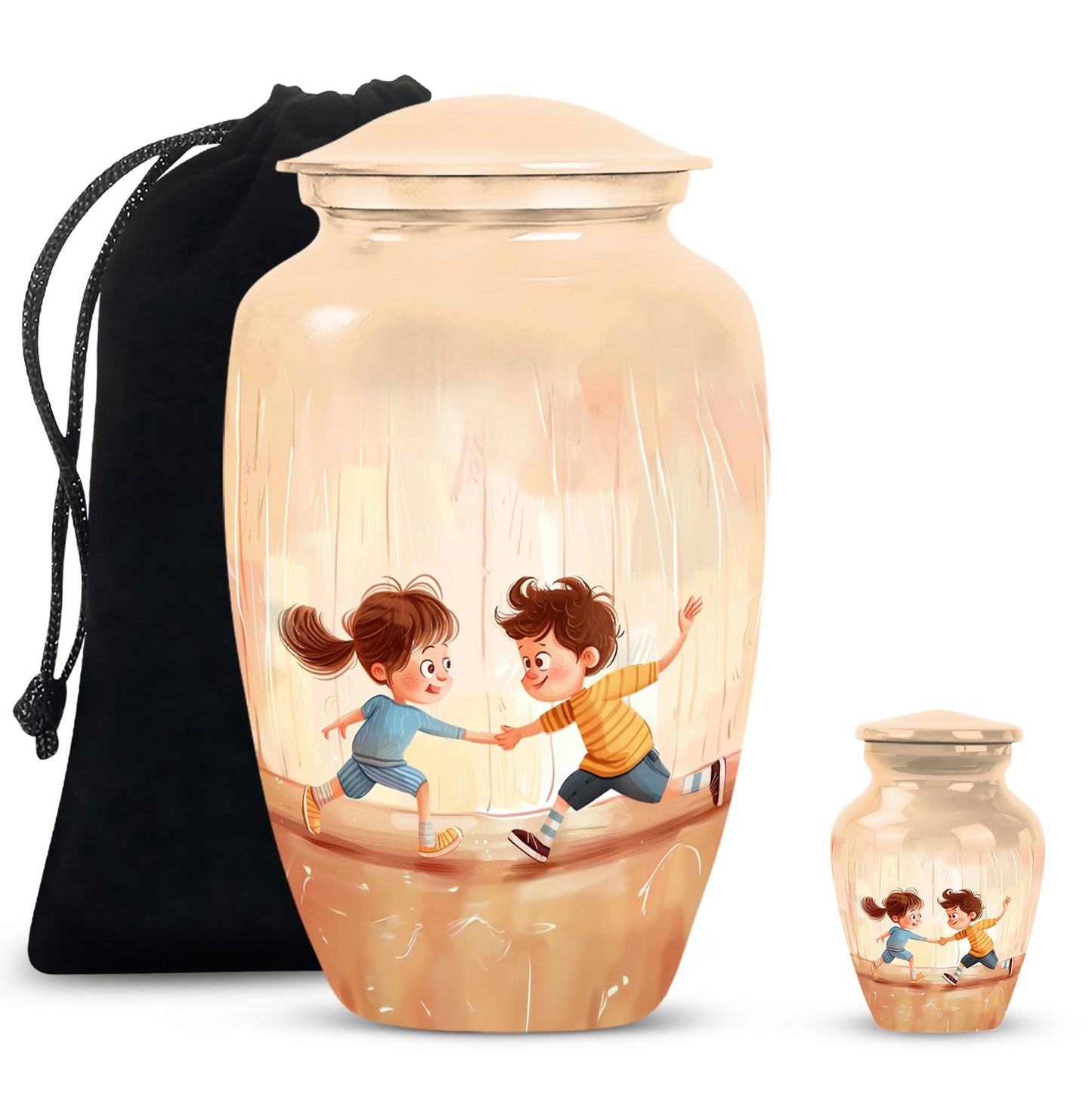 10-inch classic aluminium urn for brother and sister.