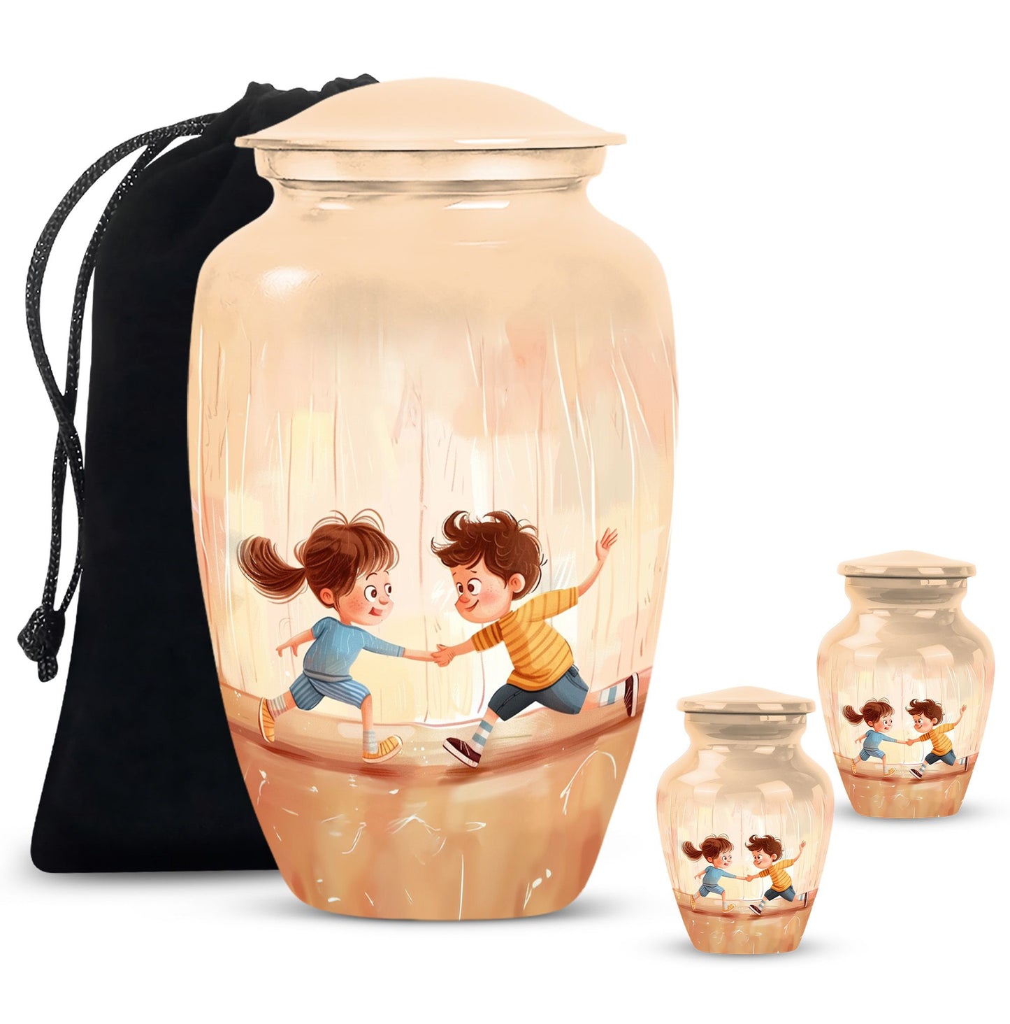 10-inch classic aluminium urn for brother and sister.