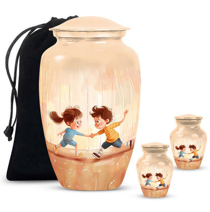 10-inch classic aluminium urn for brother and sister.