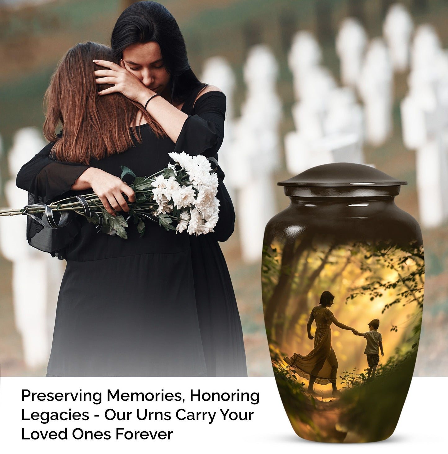 abstract urn for brother, sister and dad
