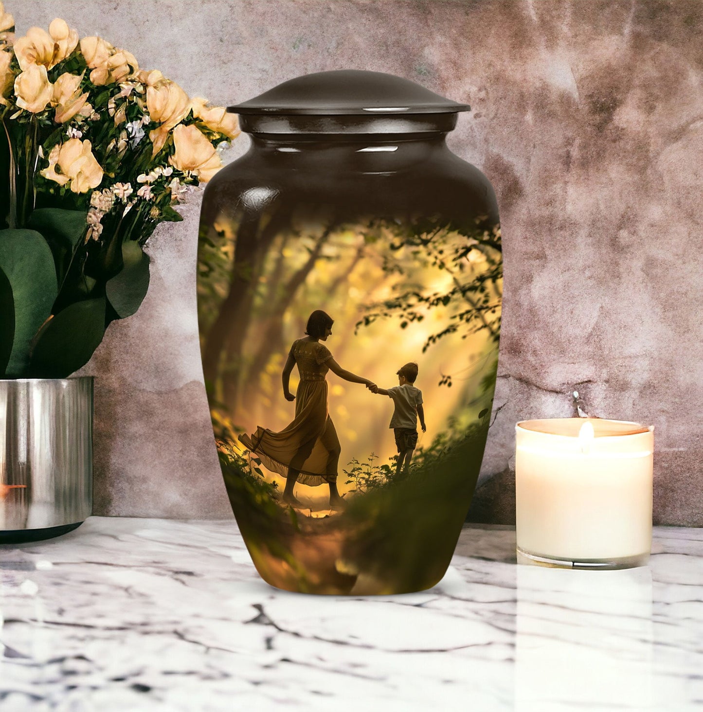 abstract urn for brother, sister and dad