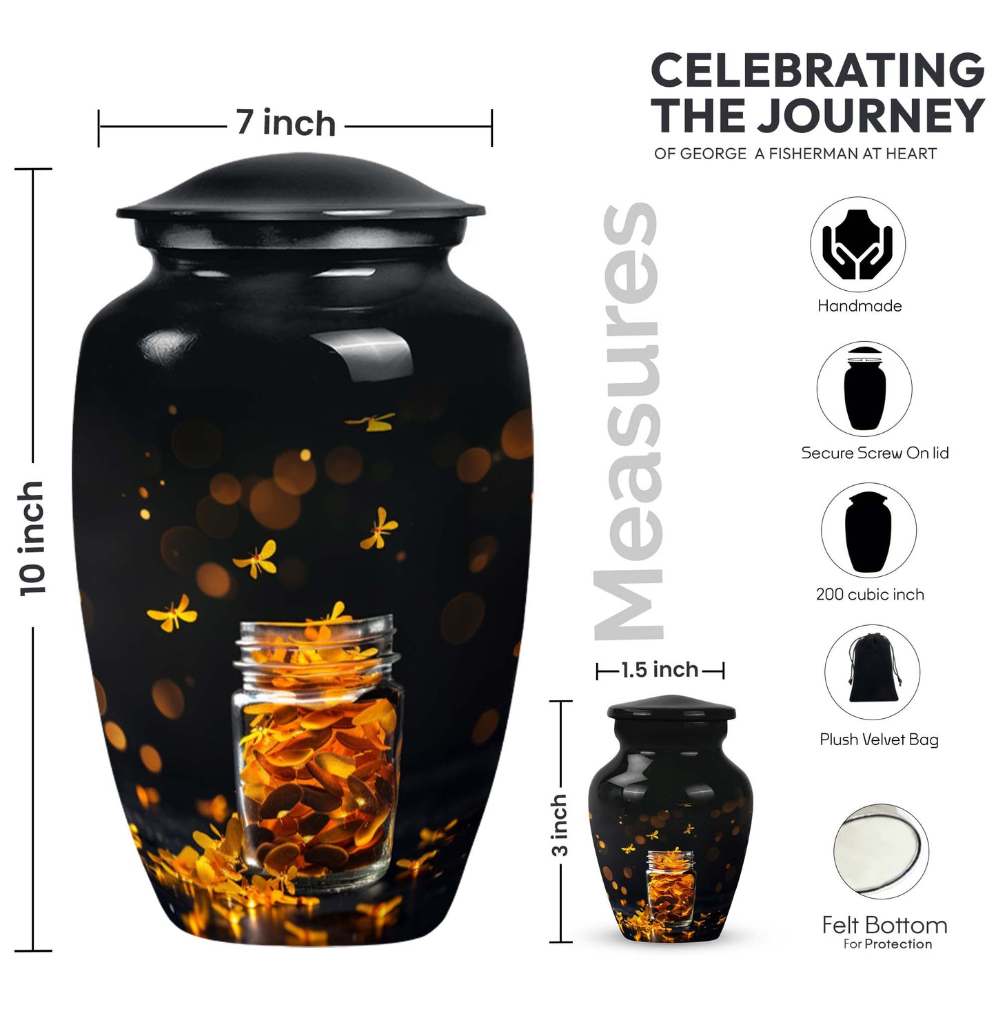 10-inch Honey pot Urn depiction, abstract 