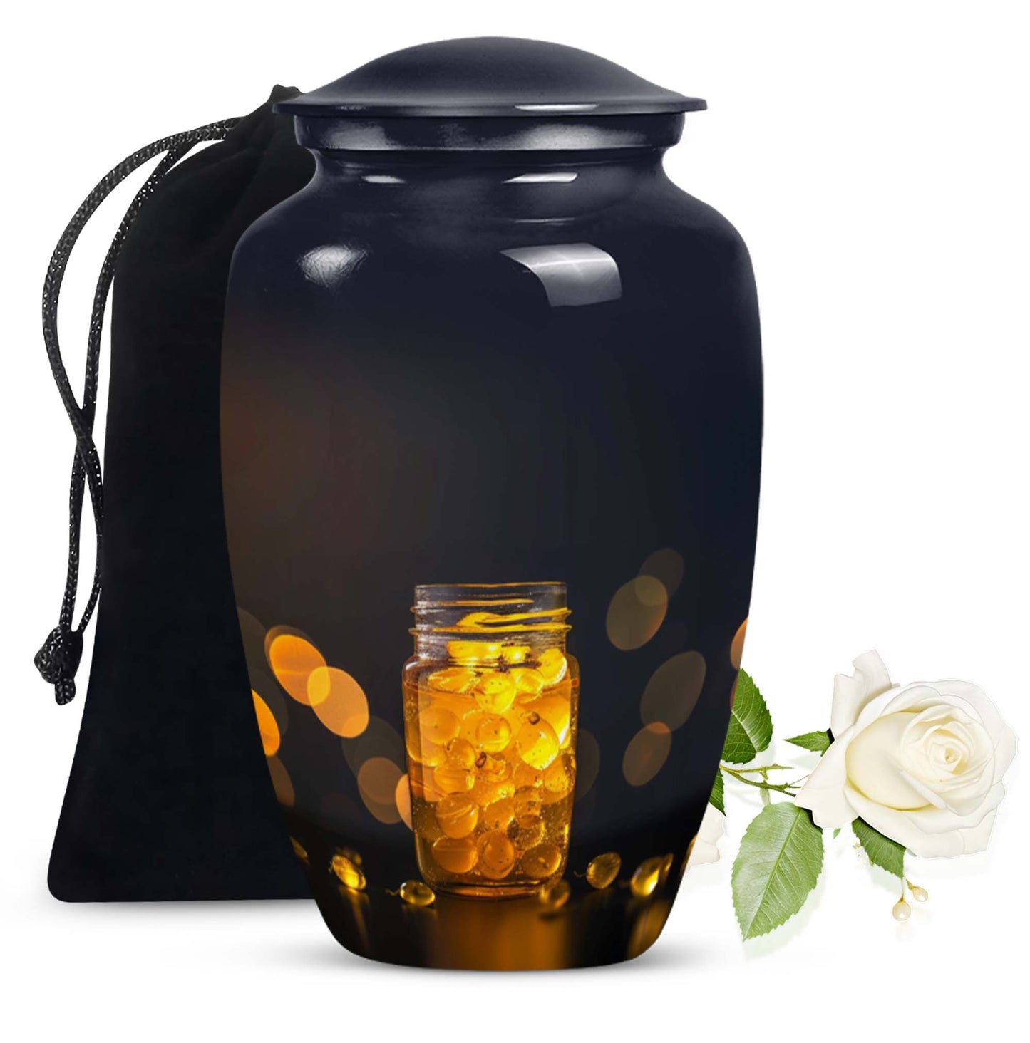 Honey pot Urn, classic memorial medium urn for ashes.
