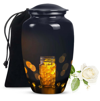 Honey pot Urn, classic memorial medium urn for ashes.