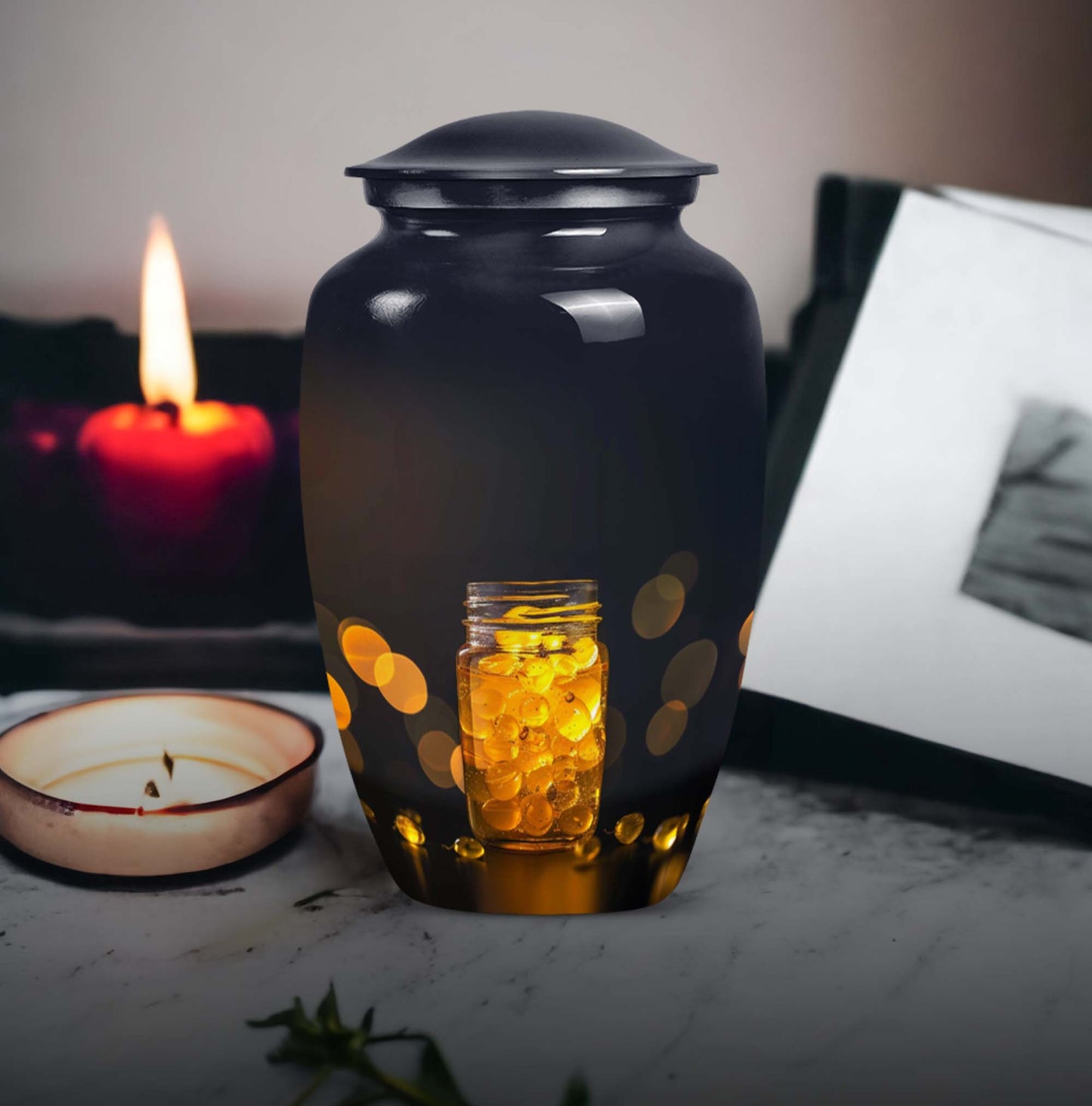 Honey pot Urn, classic memorial medium urn for ashes.