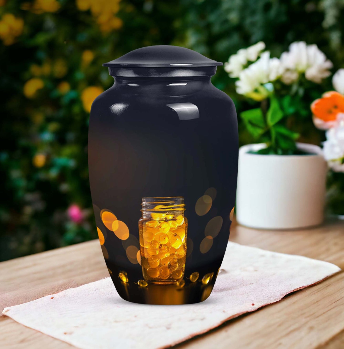 Honey pot Urn, classic memorial medium urn for ashes.