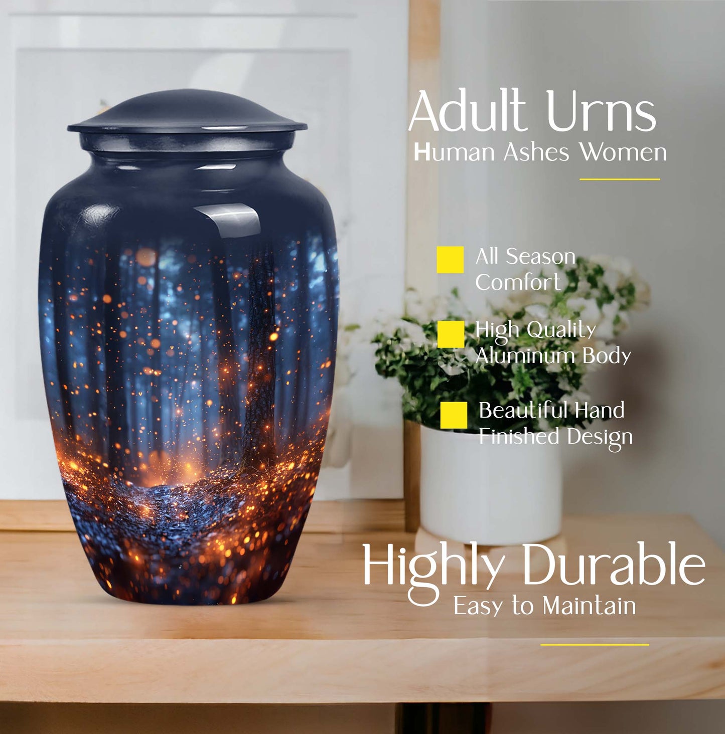 10-inch Twilight Forest Cremation Urn, personalized adult