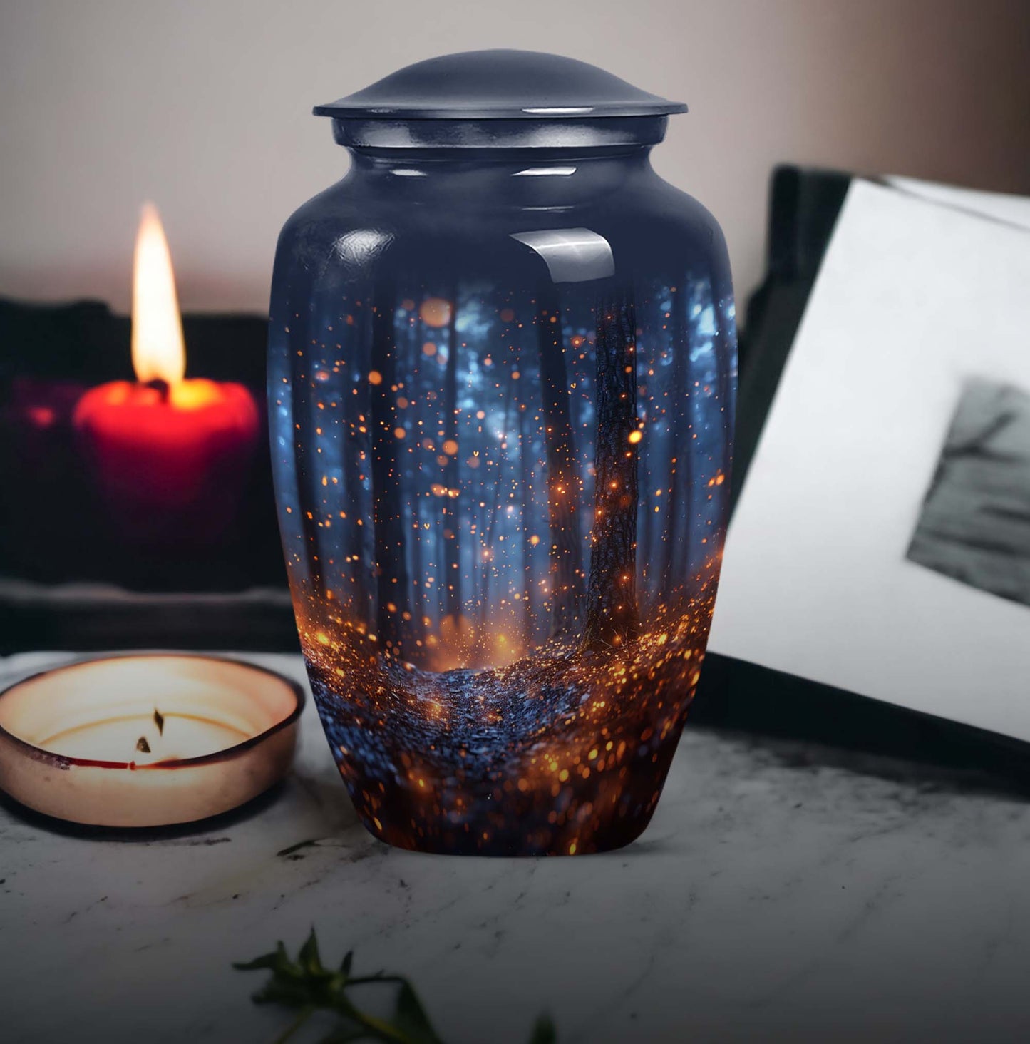 10-inch Twilight Forest Cremation Urn, personalized adult