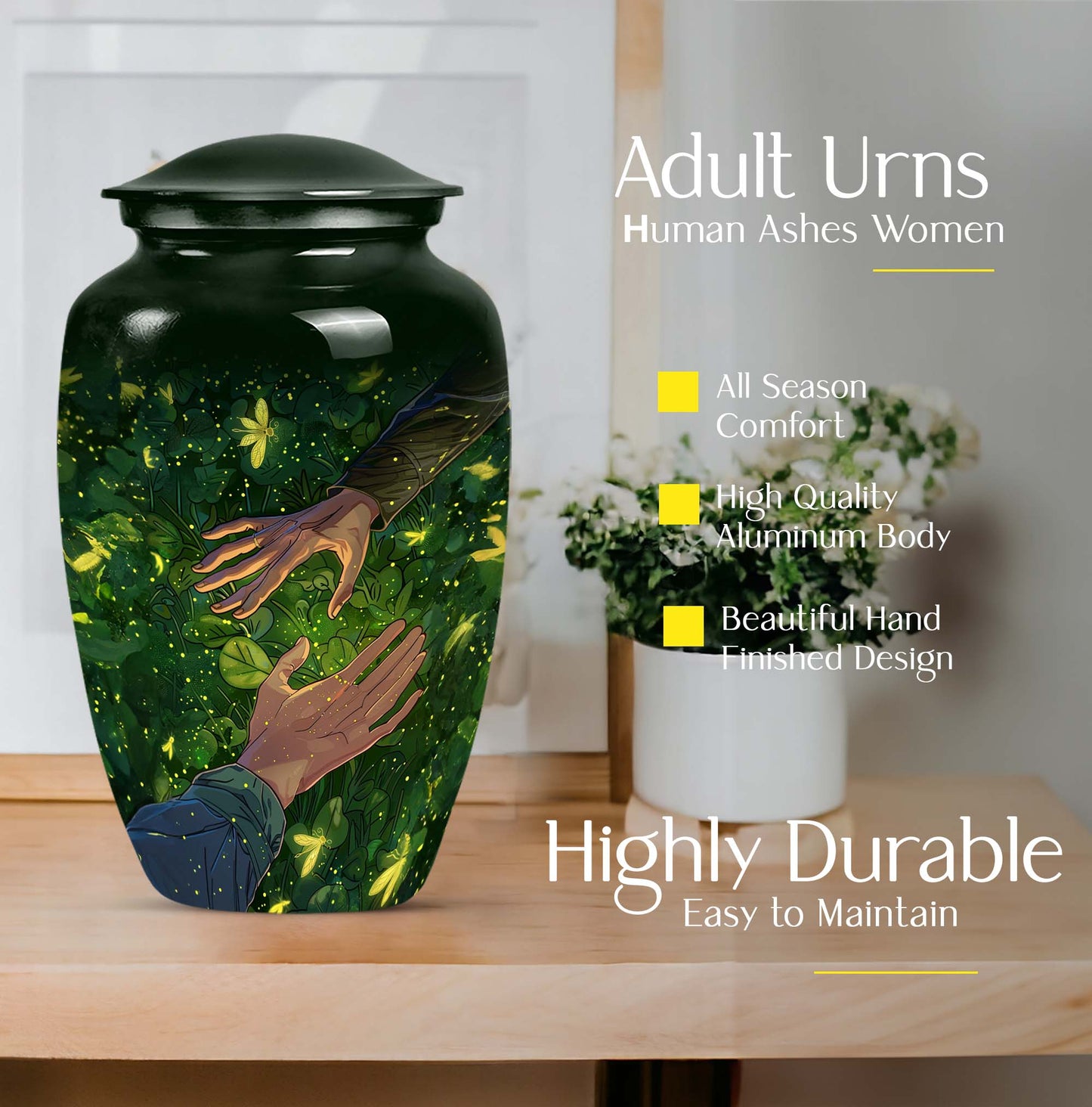 10-inch classic urn, crafted from , for adult human ashes