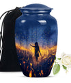 10 Inch Twilight Forest Cremation Urn, Aluminium.