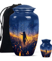 10 Inch Twilight Forest Cremation Urn, Aluminium.