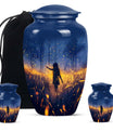 10 Inch Twilight Forest Cremation Urn, Aluminium.