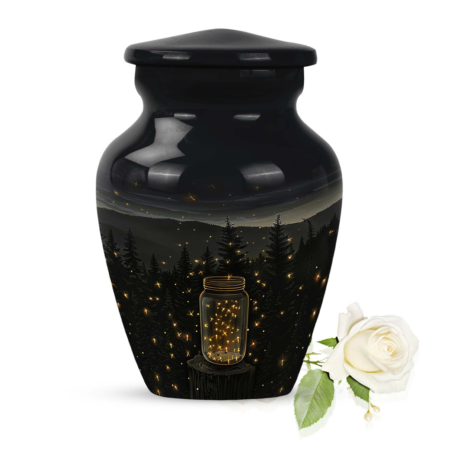 Classic 10-inch Twilight Forest Urn for cremation ashes, 